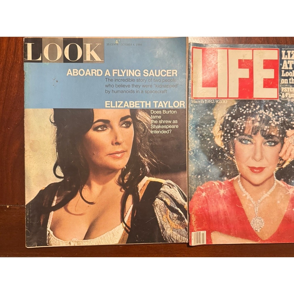 Lot Of 3 Elizabeth Taylor Magazines Look Oct 1966, Life 1982 & 1992 VTG